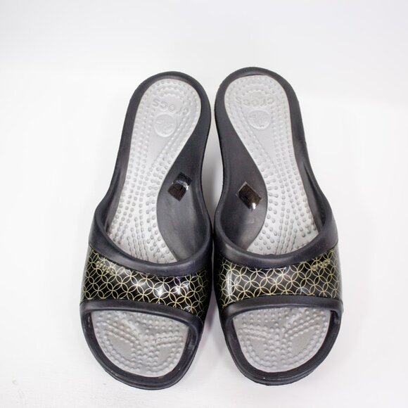 Crocs Sassari Sandals Black Open Toe Wedge Heel Comfort Shoes Womens Size 10 - Picture 6 of 10